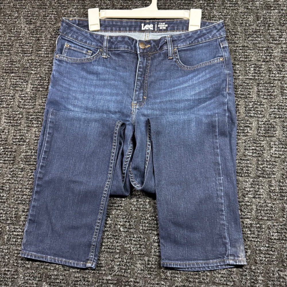 Lee Regular Straight Leg Mid Rise Jeans Dark Wash Denim Blue Womens 12 Regular